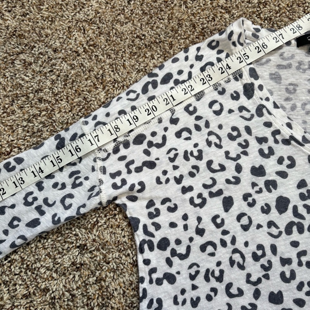 RAILS Sami Snow Leopard Linen Lyocell V Neck Long Sleeve Top S Y2K Animal Print - Picture 7 of 8